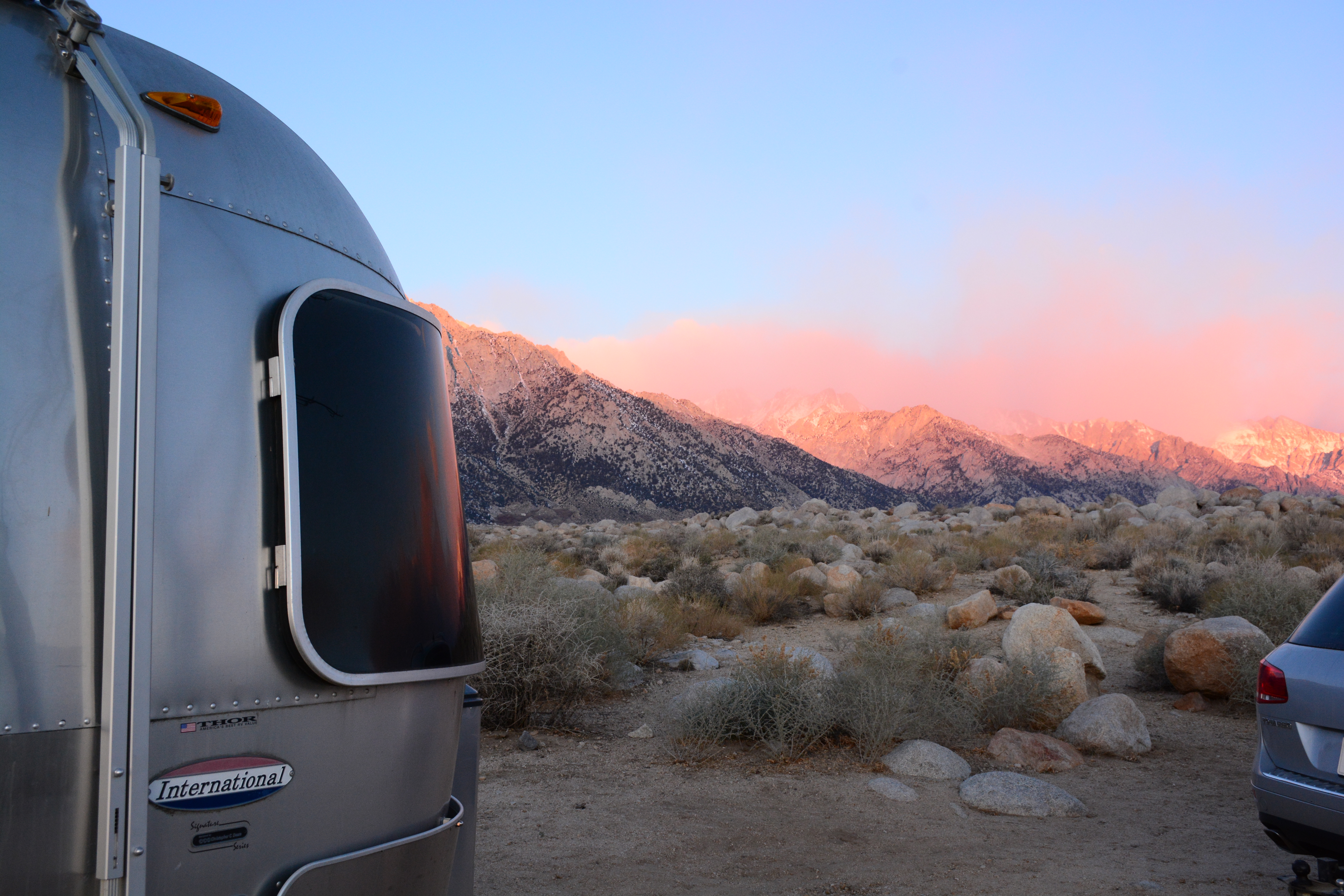 sunrise, airstream, trailer, volkswagon